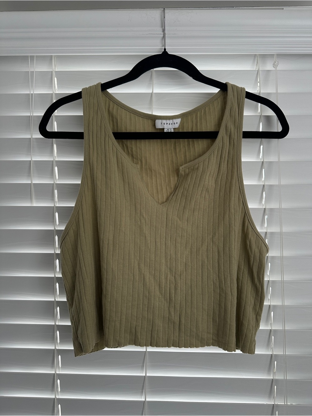 Topshop Ribbed cropped tank - pale green